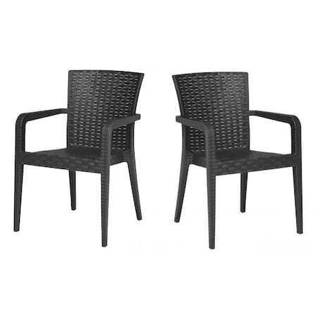 Rainbow Outdoor Alberta Set of 2 Stackable Armchair-Anthracite RBO-ALBERTA-ANT-AC-SET2